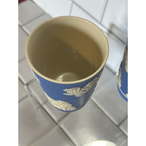 Copeland Spode SP293 Jasper Ware Blue Tumbler 4" Made In England. 2 Vintage Cup - Picture 9 of 13